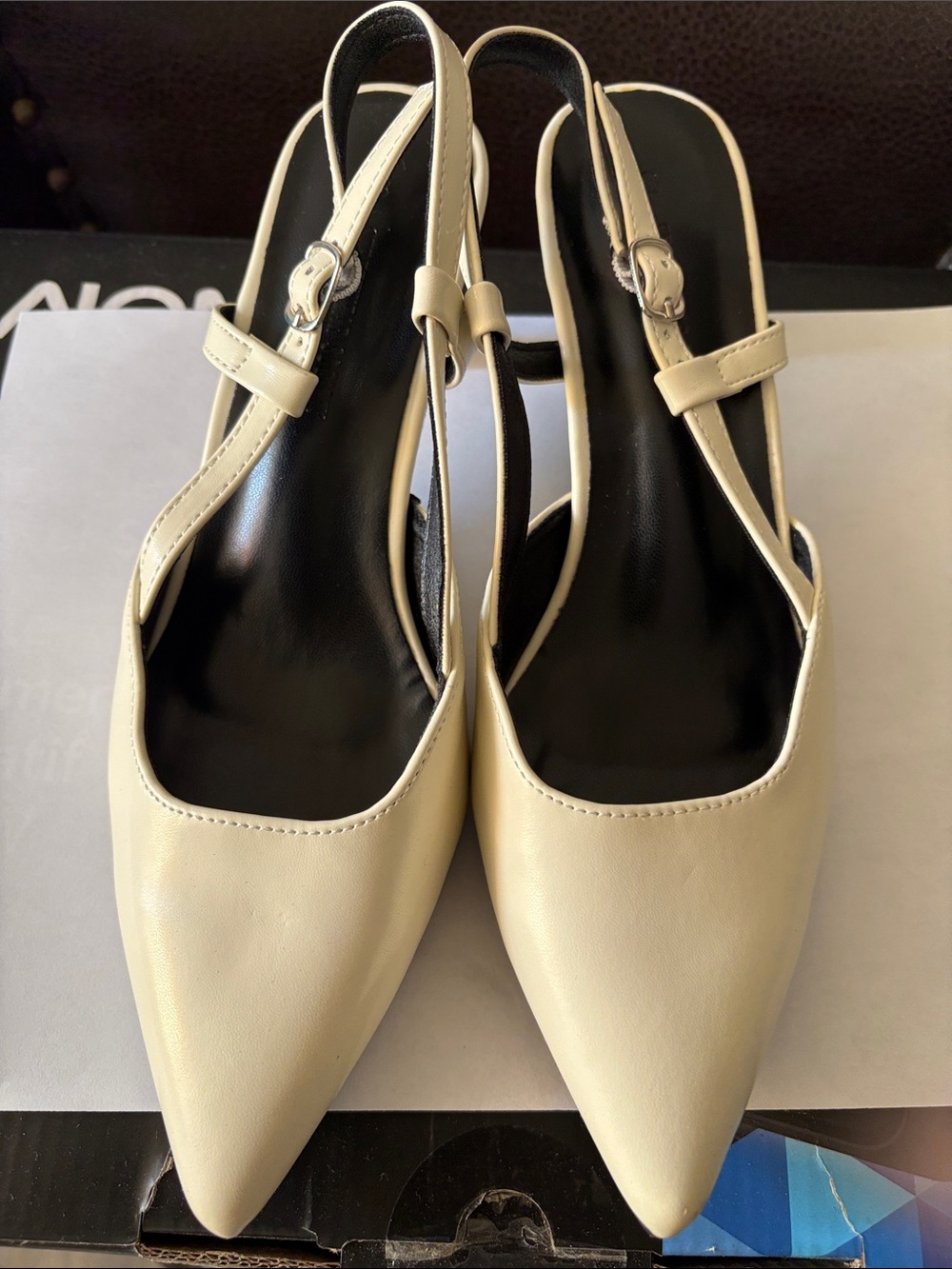 Streetwear Society Cream Pointed Slingback Mules